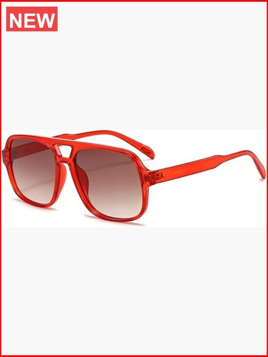 Retro Aviator Sunglasses, Classic 70s Square Frame, UV400 Protection